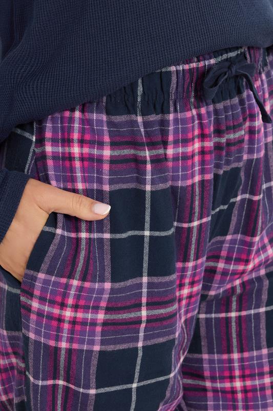 LTS Tall Purple Cotton Check Pyjama Bottoms | Long Tall Sally 5
