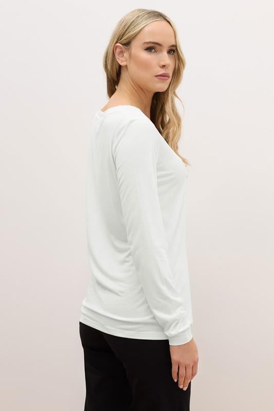 LTS PREMIUM Tall White Long Sleeve V-Neck Top | Long Tall Sally