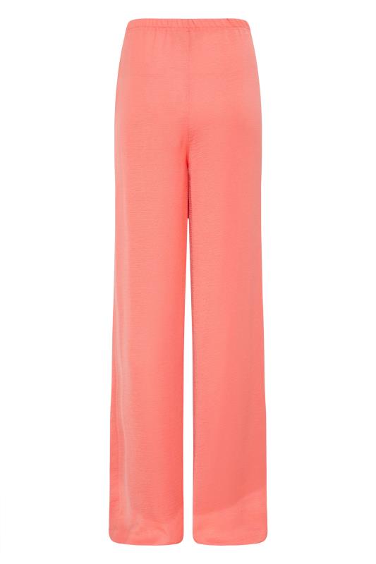 LTS Tall Womens Coral Pink Lightweight Twill Wide Leg Trousers | Long Tall Sally 4