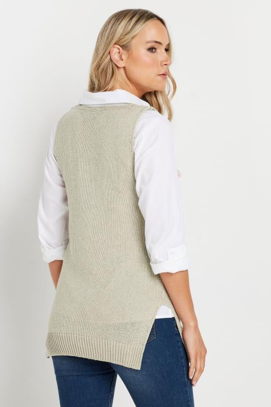 LTS Tall Stone Brown Knitted V-Neck Vest Top | Long Tall Sally  3