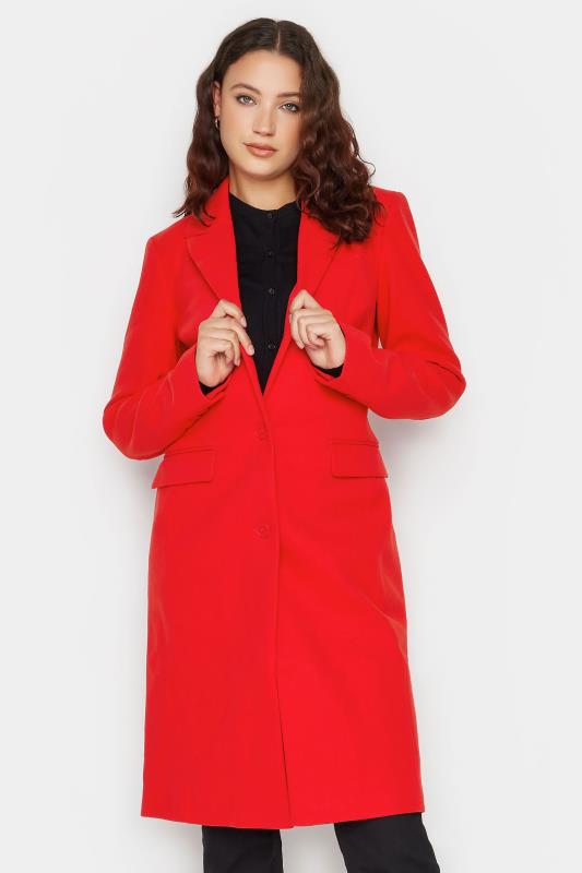 LTS Tall Women's Bright Red Midi Formal Coat | Long Tall Sally 1