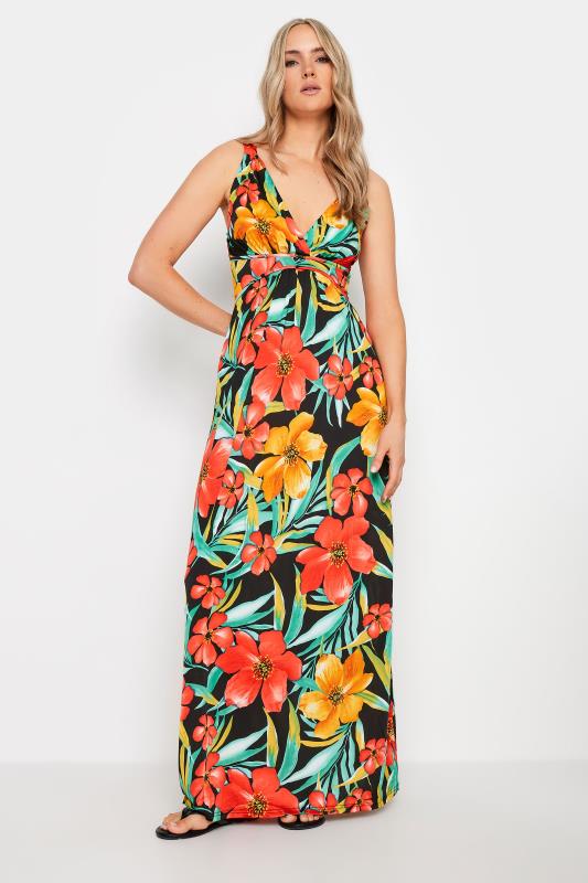 Tall  LTS Tall Black Floral Print V-Neck Sleeveless Maxi Dress
