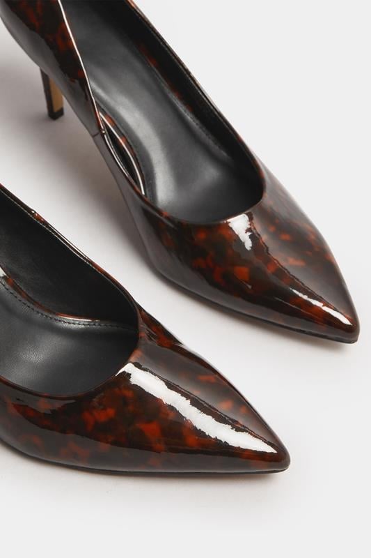 LTS Brown Tortoise Pointed Court Heel In Standard Fit | Long Tall Sally 5