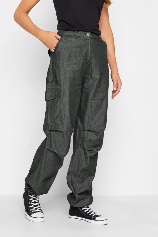 LTS Black Washed Denim Parachute Trousers | PixieGirl 1
