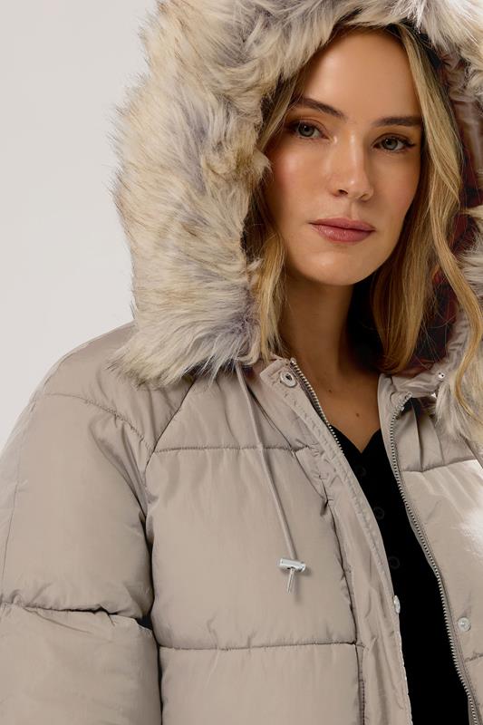 LTS Tall Natural Brown Padded Midi Coat | Long Tall Sally 5