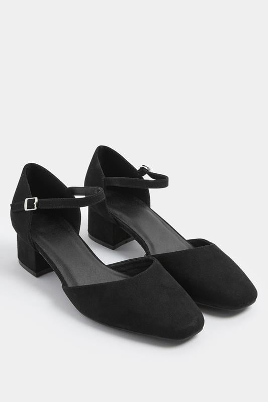 Yours Black Square Toe Block Heels In Wide E & Extra Wide EEE Fit