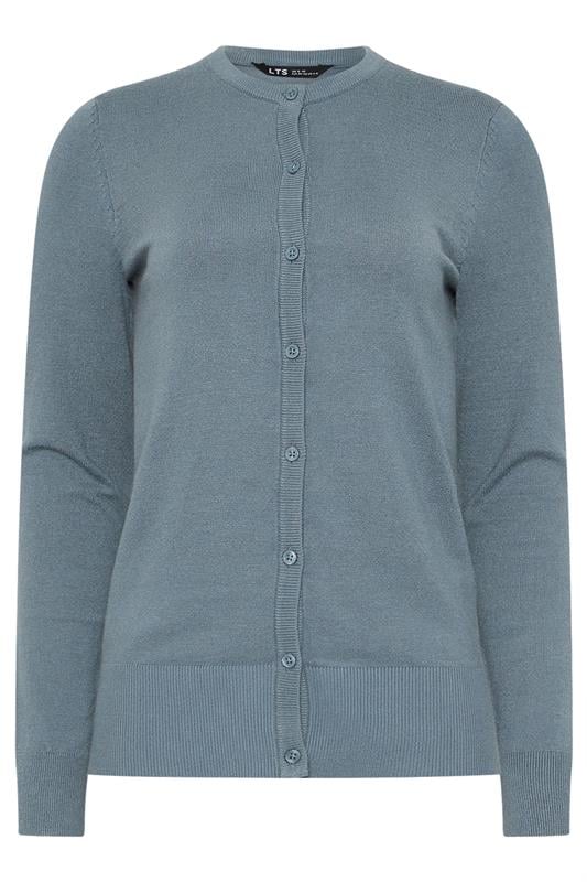 Tall  LTS Tall Dusty Blue Crew Neck Button Cardigan