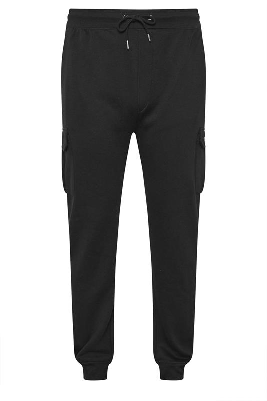 D555 Big & Tall Black Cargo Cuffed Joggers | BadRhino 4