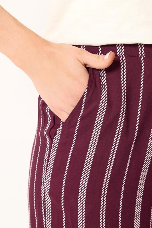 LTS Tall Women's Burgundy Red Rope Stripe Wide Leg Trousers | Long Tall Sally 4