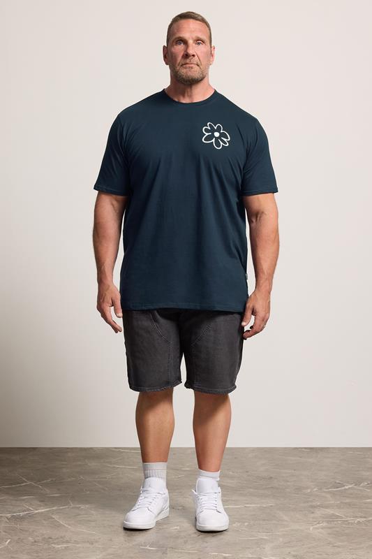 BadRhino Big & Tall Navy Blue Extra Long Flower Graphic T-Shirt | BadRhino 1