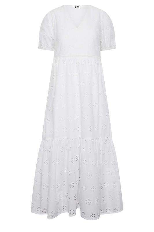LTS Tall Women's White Broderie Tiered Maxi Dress | Long Tall Sally 6