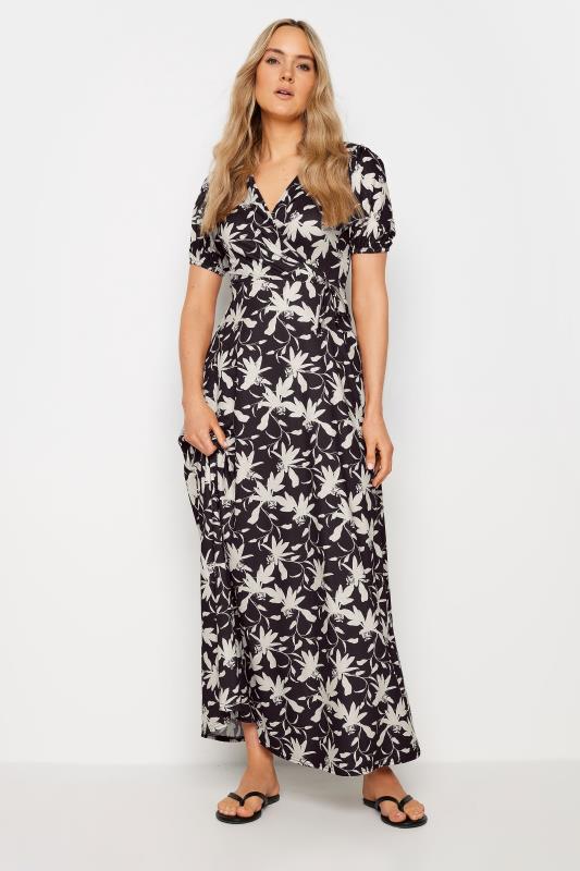 LTS Tall Womens Black Floral Print Maxi Wrap Dress | Long Tall Sally 2