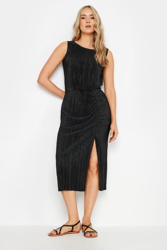 LTS Tall Black Plisse Sleeveless Midi Dress | Long Tall Sally 1