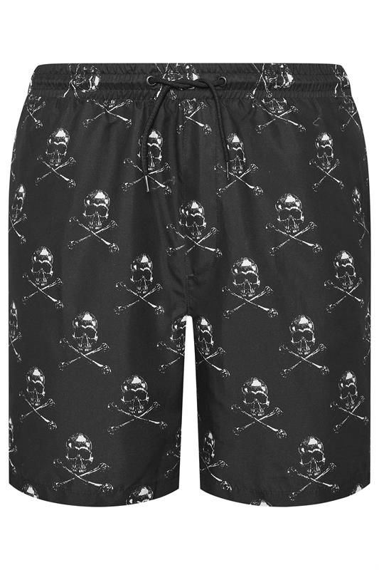 Men's  BadRhino Big & Tall Black Skull Swim Shorts