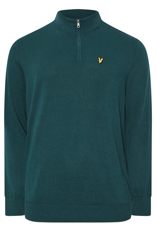 LYLE & SCOTT Big & Tall Teal Blue Quarter Zip Jumper | BadRhino 3