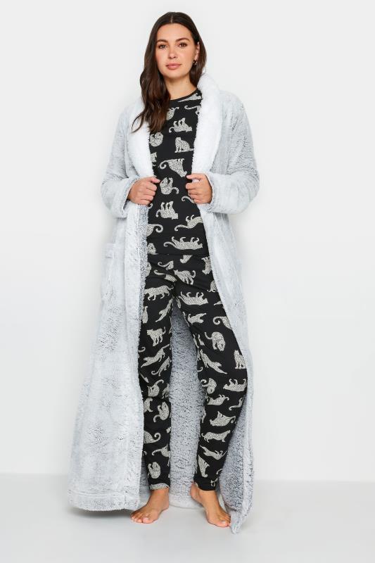 LTS Tall Womens Black Animal Print Tapered Leg Pyjama Set | Long Tall Sally 3