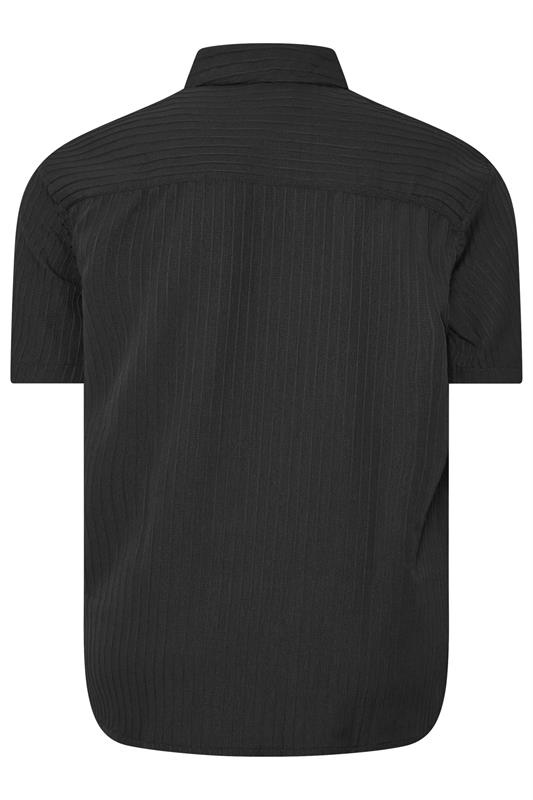 JACK & JONES Big & Tall Black Stripe Texture Resort Shirt | BadRhino 2