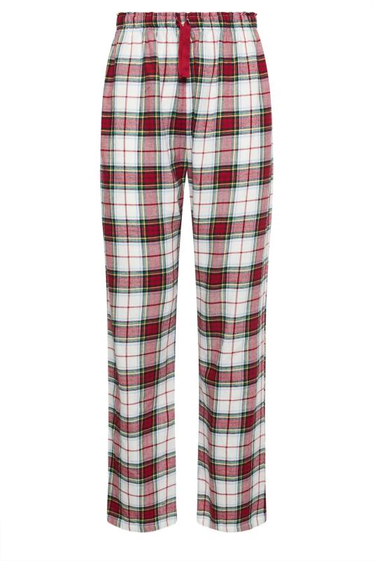 LTS Tall White & Red Tartan Pyjama Bottoms | Long Tall Sally  6
