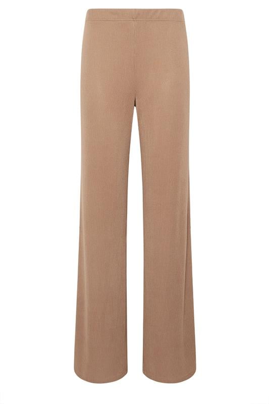 LTS Tall Women's Camel Brown Ribbed Wide Leg Trousers | Long Tall Sally  5