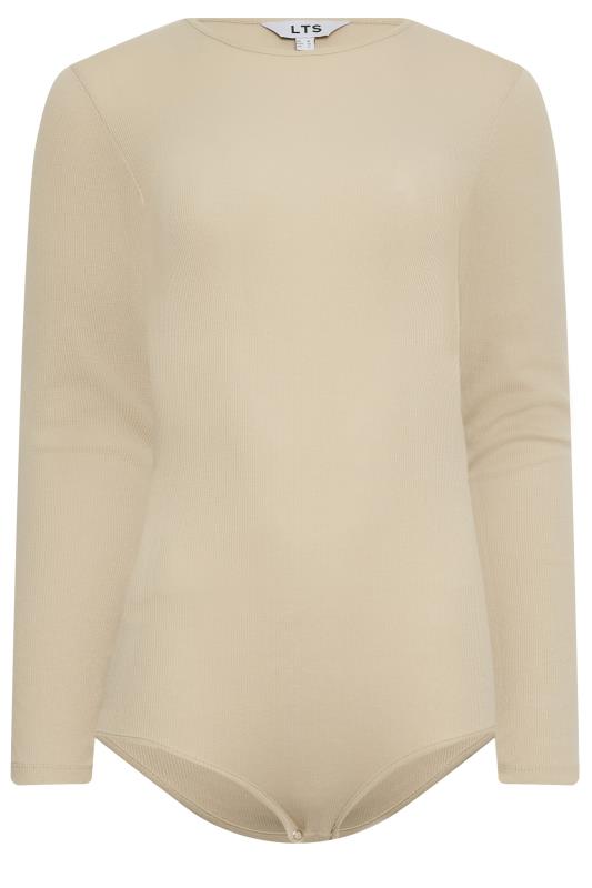 LTS Tall Stone Beige Long Sleeve Ribbed Bodysuit | Long Tall Sally 5