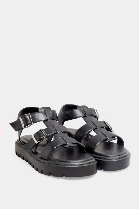 LTS Black Gladiator Sandals In Wide E Fit | Long Tall Sally 2