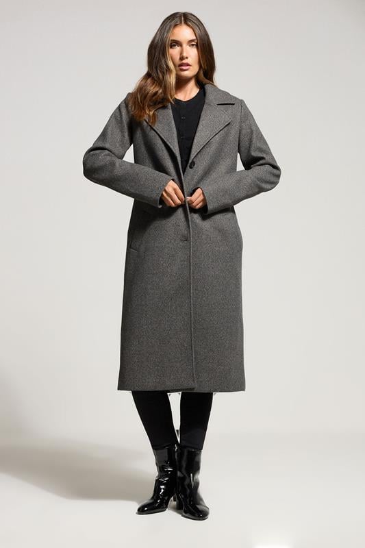 LTS Tall Charcoal Grey Formal Midi City Coat | Long Tall Sally 2