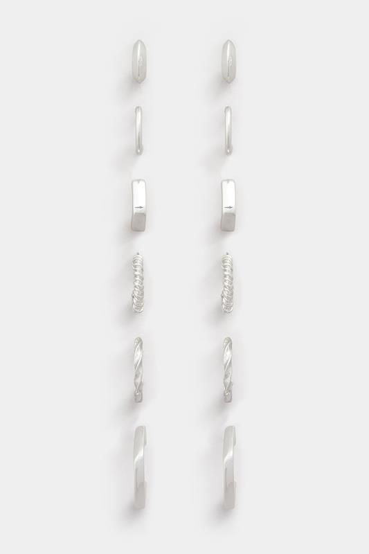 6 PACK Silver Tone Hoop Earring Set | Yours Clothing 3