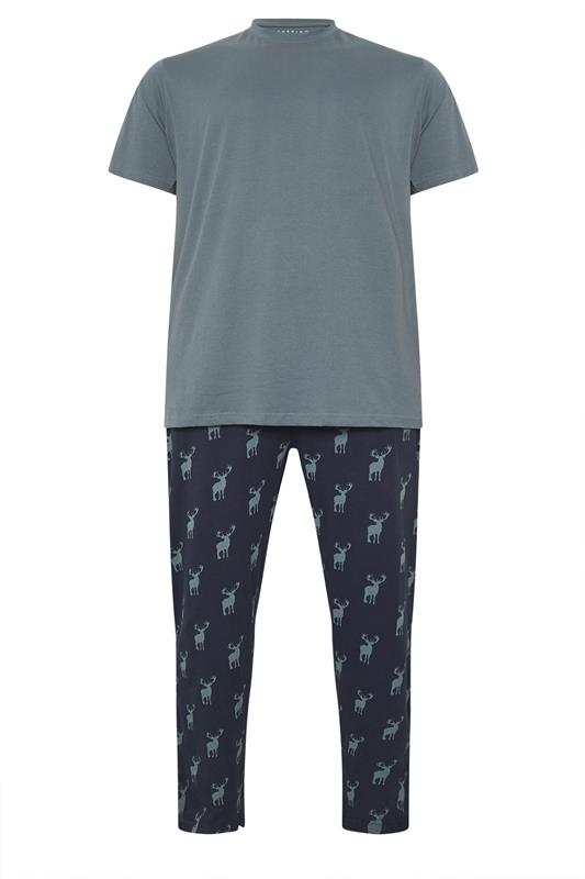 BadRhino Big & Tall Navy & Storm Blue Stag Pyjama Set | BadRhino 6