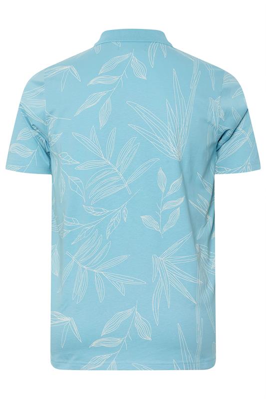 BadRhino Big & Tall Light Blue Leaf Print Polo Shirt | BadRhino 4