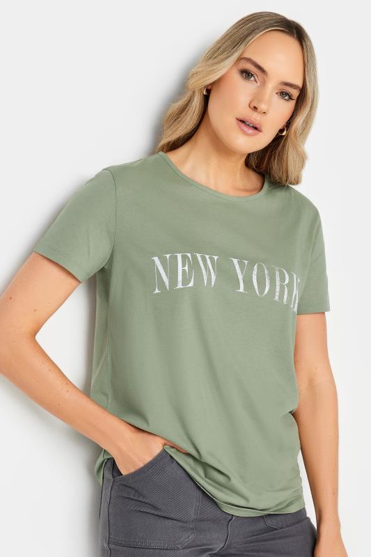 LTS Tall Sage Green 'New York' Print T-Shirt | Long Tall Sally  1
