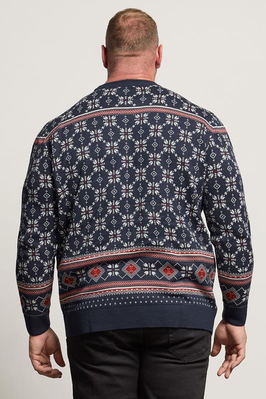 BadRhino Big & Tall Navy Blue Fairisle Grinch Christmas Jumper | BadRhino 3
