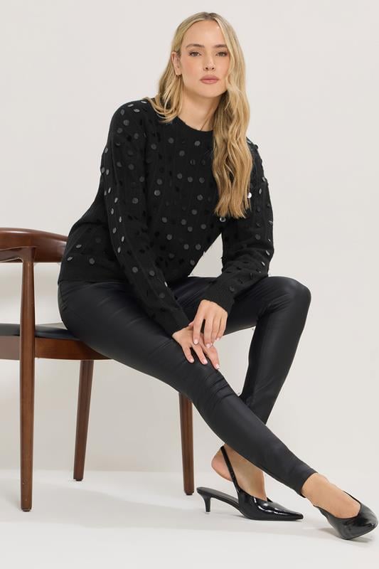 LTS Tall Black Disco Sequin Jumper | Long Tall Sally 2