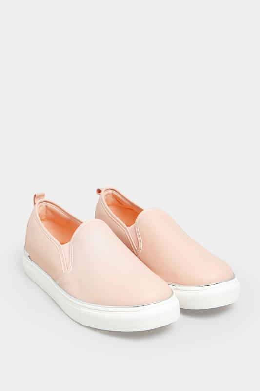 Pink & Silver Hardware Slip-On Trainers In Extra Wide EEE Fit | Yours Clothing 2