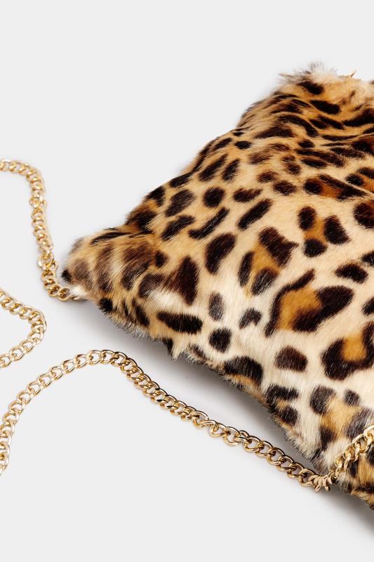 Natural Brown Leopard Print Faux Fur Bag 5