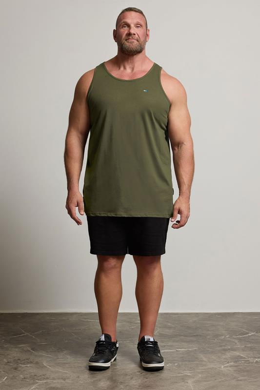BadRhino Big & Tall Khaki Green Extra Long Plain Vest Top | BadRhino 1