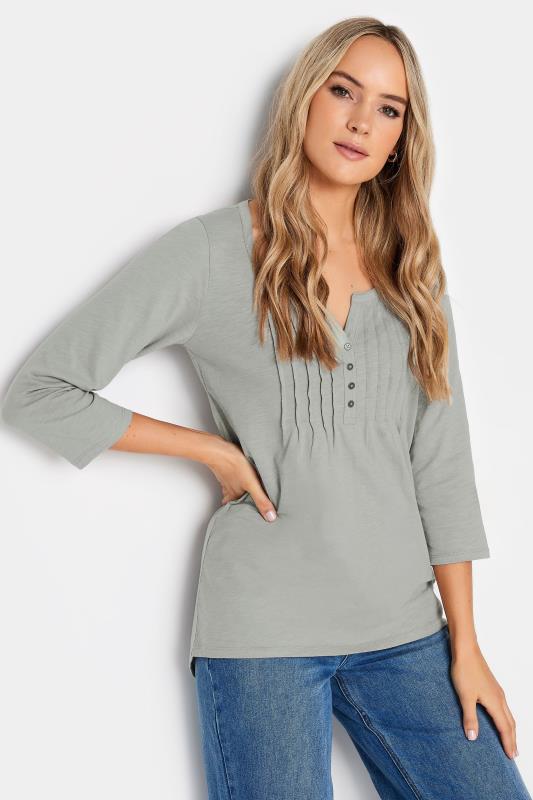 Tall  LTS Tall Light Grey Henley Top