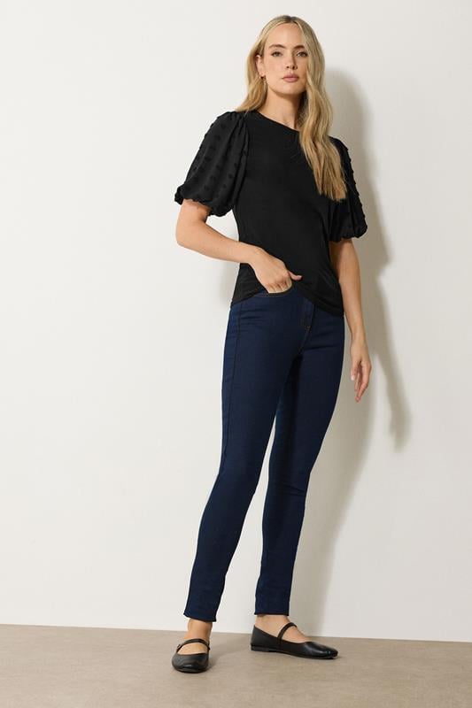 LTS Tall Black Dobby Spot Sleeve Blouse | Long Tall Sally 2