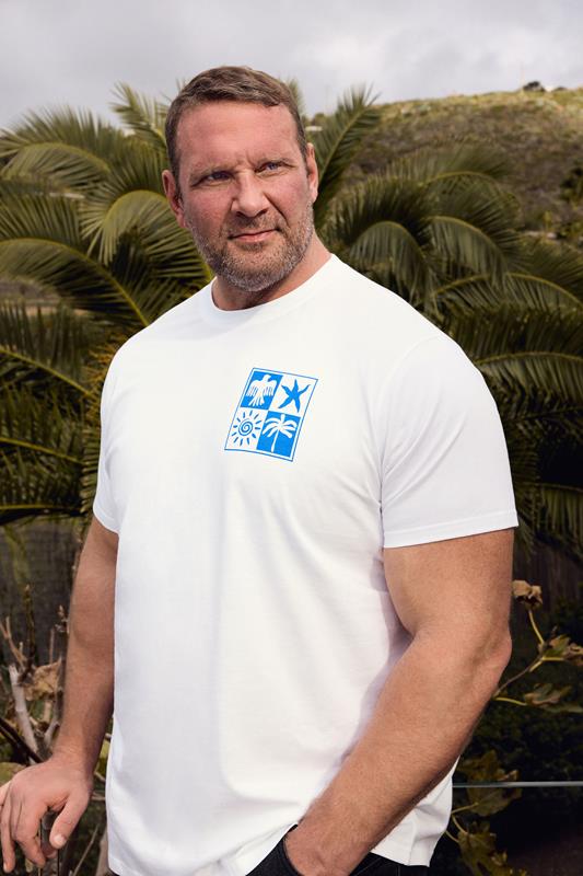 BadRhino Big & Tall White & Blue Graphic T-Shirt