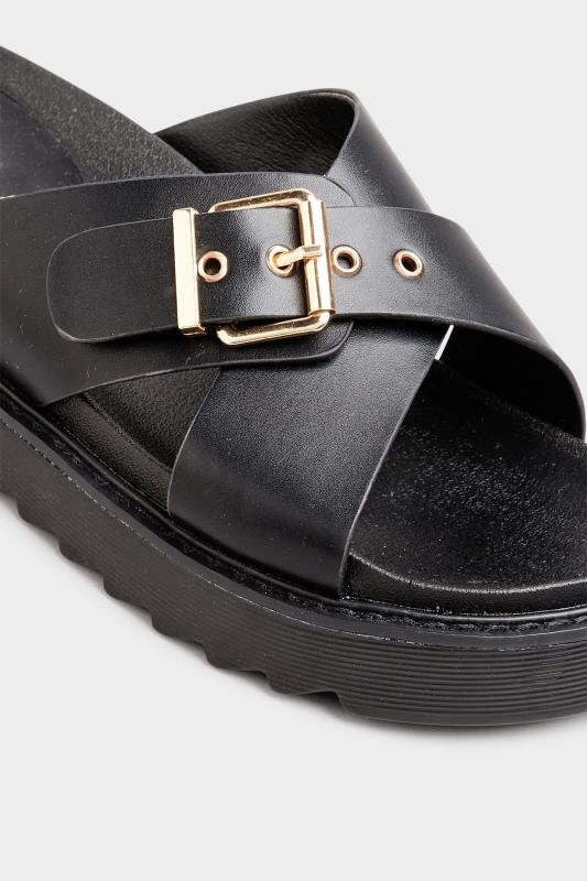 Black Buckle Chunky Slider in Regular Fit | Yours Clothing  6