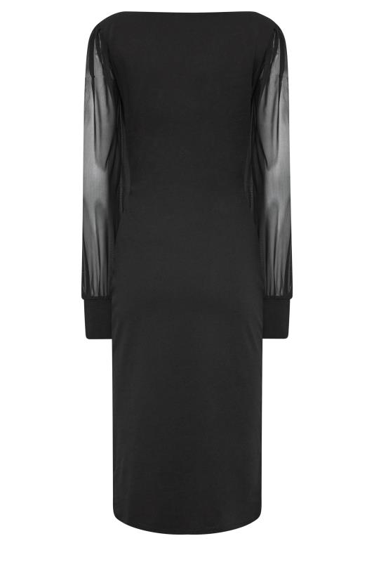 LTS Tall Black Mesh Long Sleeve Midi Dress | Long Tall Sally  7