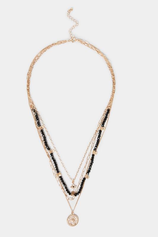 Black & Gold Layer Bead Necklace | Yours Clothing 2