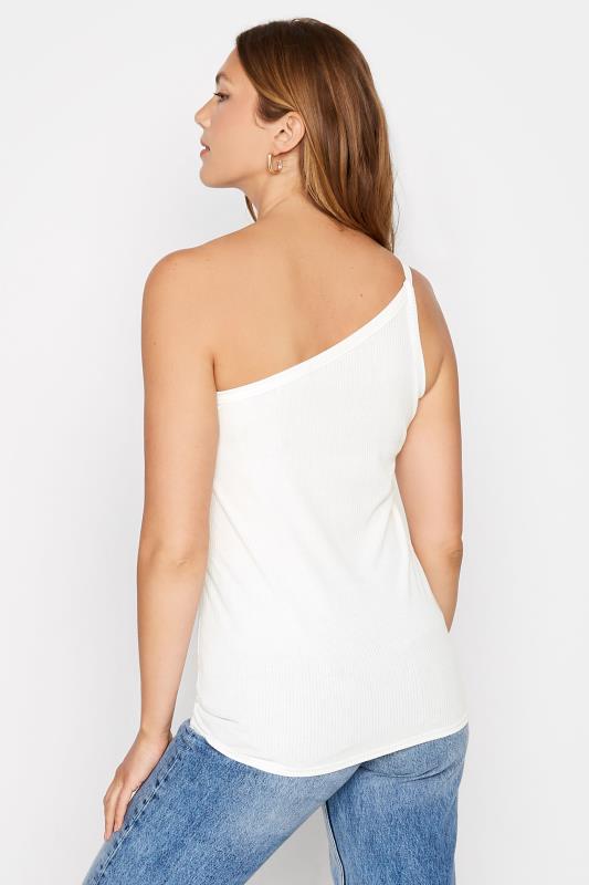 LTS Tall Women's White One Shoulder Rib Vest Top | Long Tall Sally 3