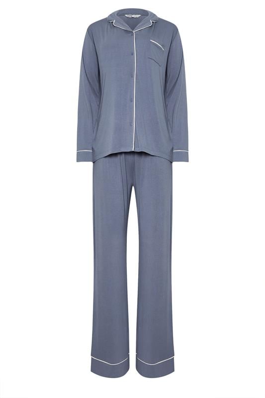 LTS Tall Light Blue Piped Jersey Pyjama Set | Long Tall Sally 1