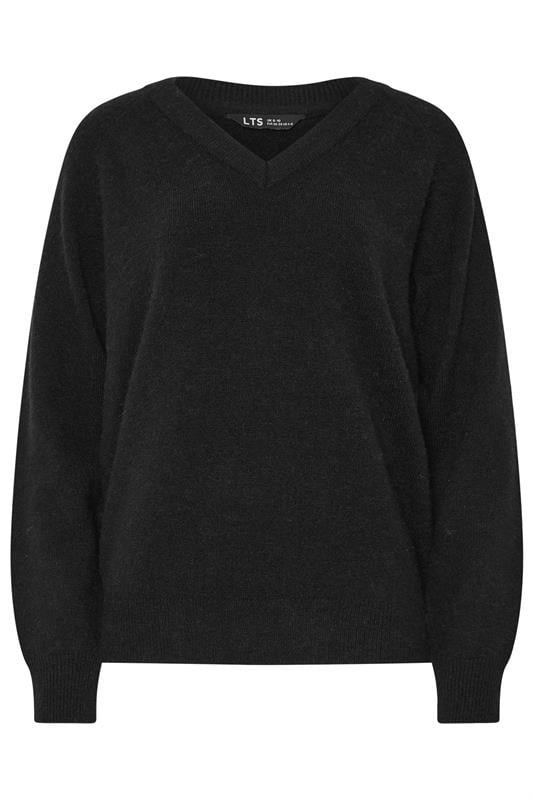 LTS PREMIUM Tall Black Knit V-Neck Jumper | Long Tall Sally 5