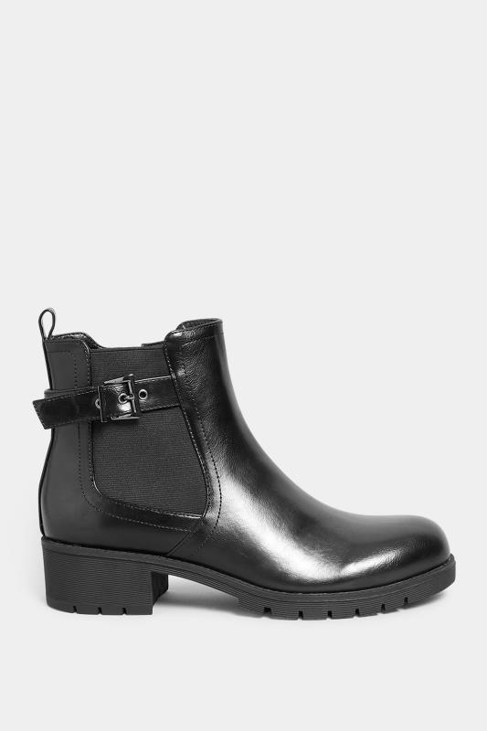 LTS Black Buckle Ankle Boots In Standard Fit | Long Tall Sally 3