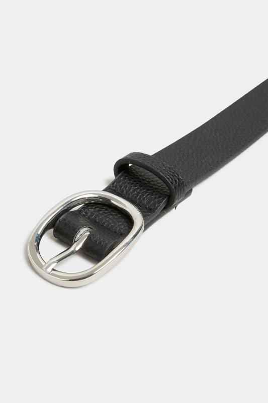 Black Textured Oval Buckle Belt | Yours Clothing 4