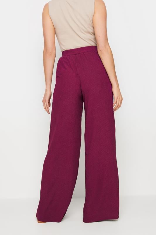 LTS Tall Women's Berry Pink Textured Wide Leg Trousers | Long Tall Sally 5