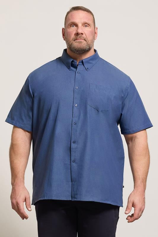 Casual Shirts KAM Navy Oxford Short Sleeve Shirt