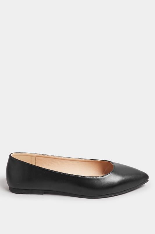 Black Pointed Ballerina Pumps In Extra Wide EEE Fit | Yours Clothing 3