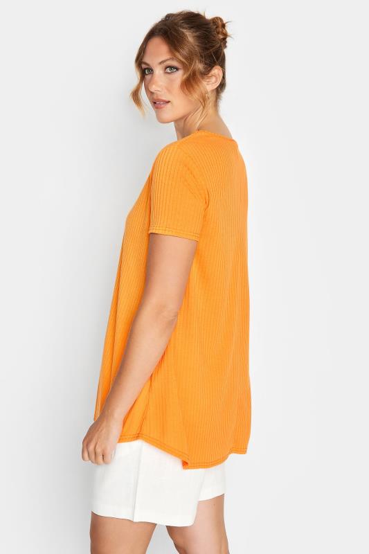 Tall Women's LTS Light Orange Short Sleeve Ribbed Swing Top | Long Tall Sally  3